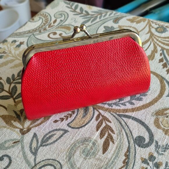 Red Mini Clutch with Silver Accents - Picture 6 of 8